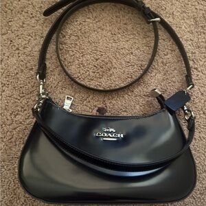 Coach black leather silver hardware Teri bag